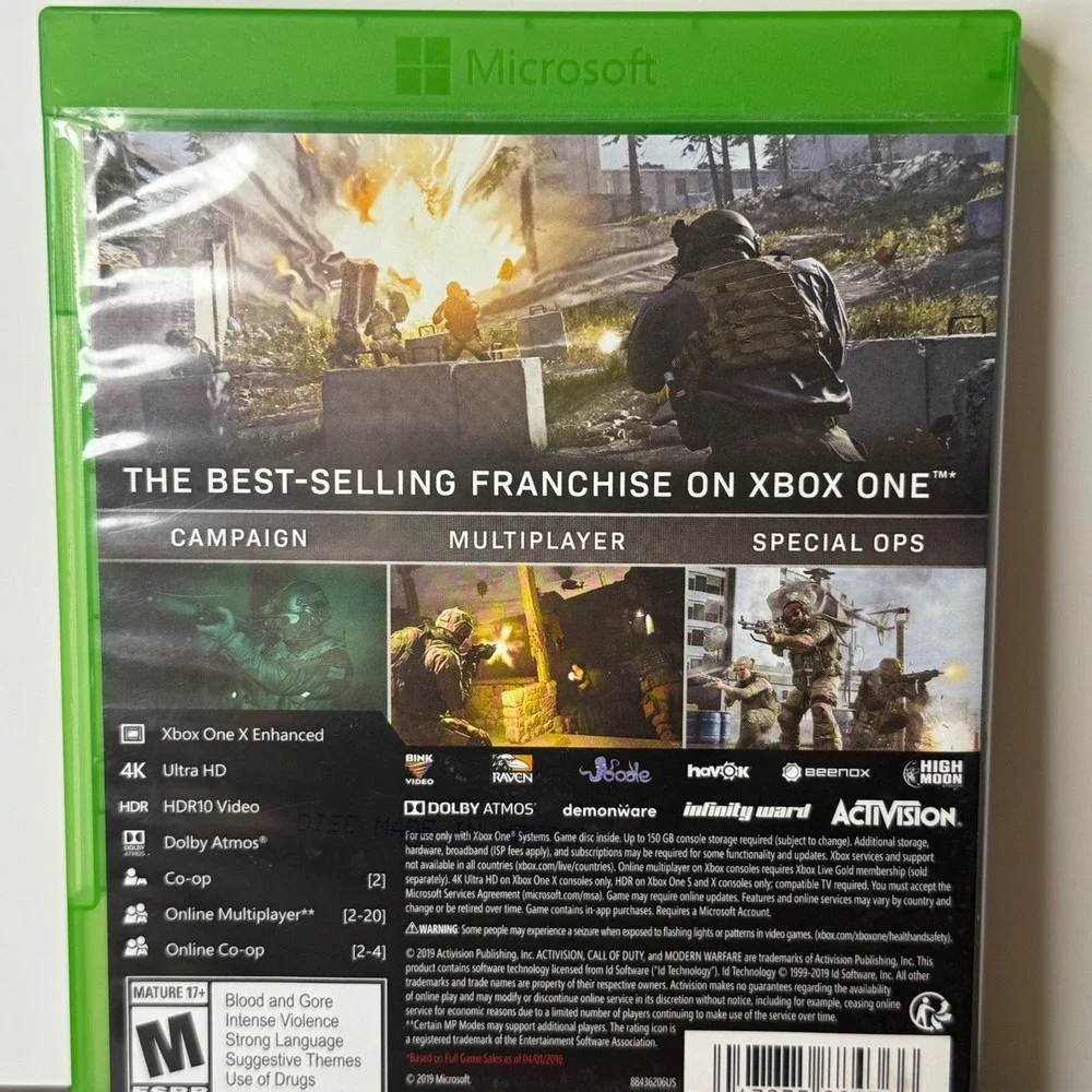 Xbox One Call of Duty Modern Warfare Video Game 4K‎ HDR FPS Activision